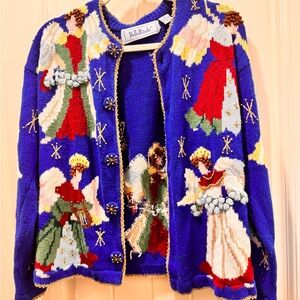 Colorful Angel Motif Cardigan